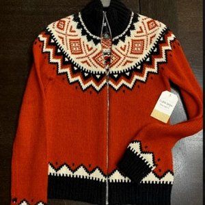 Vintage Lauren Ralph Lauren Red/Black/White Knit Zip Sweater Peite Small